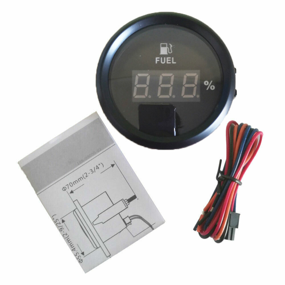 Digital Fuel Level Gauge 52mm/2inch 0-90 ohms Black for Car Truck Boat USA STOCK