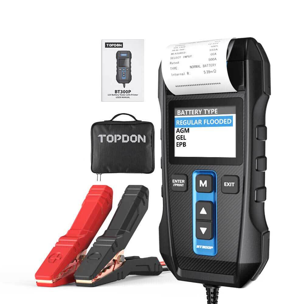 TOPDON BT300P 12V Battery Tester Analyzer for Car Heavy Duty Truck with Printer