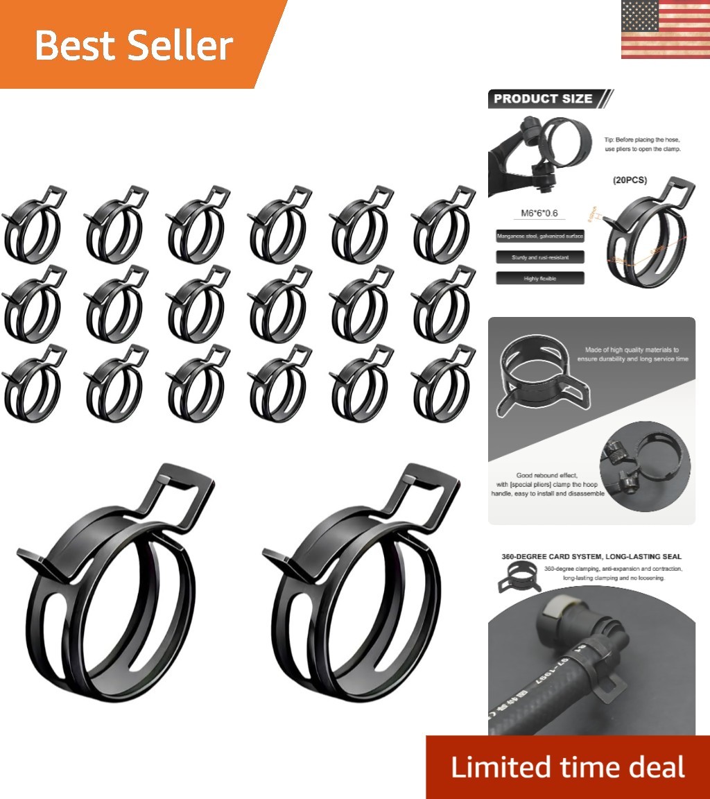 Unmatched 20PCS Spring Band Hose Clamps – 1/4″ ID, Durable Manganese Steel