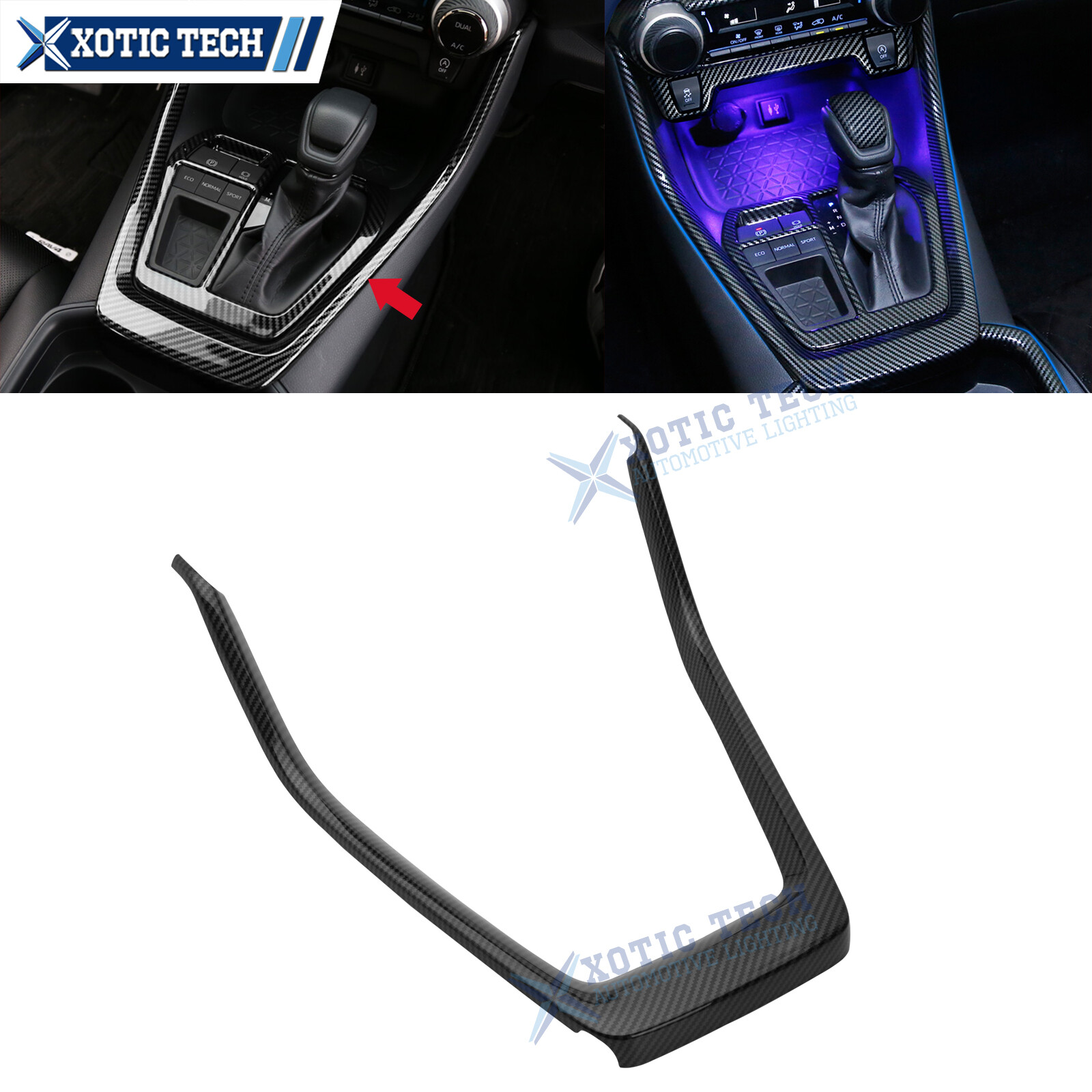 1x Carbon Fiber Look Center Console Gear Shift Frame Cover For Toyota RAV4 2019+