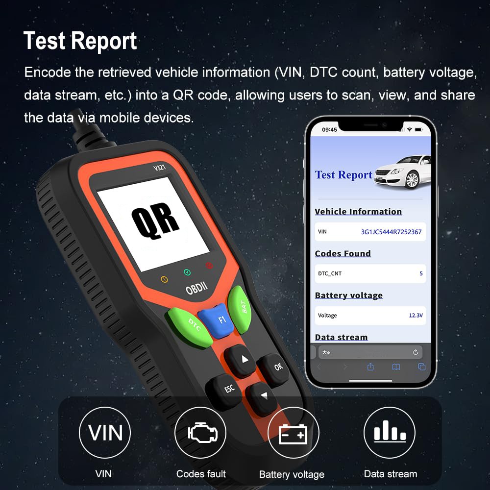 Car OBD2 Scanner Diagnostic Tool Engine Fault Code Reader Clear Battery Tester
