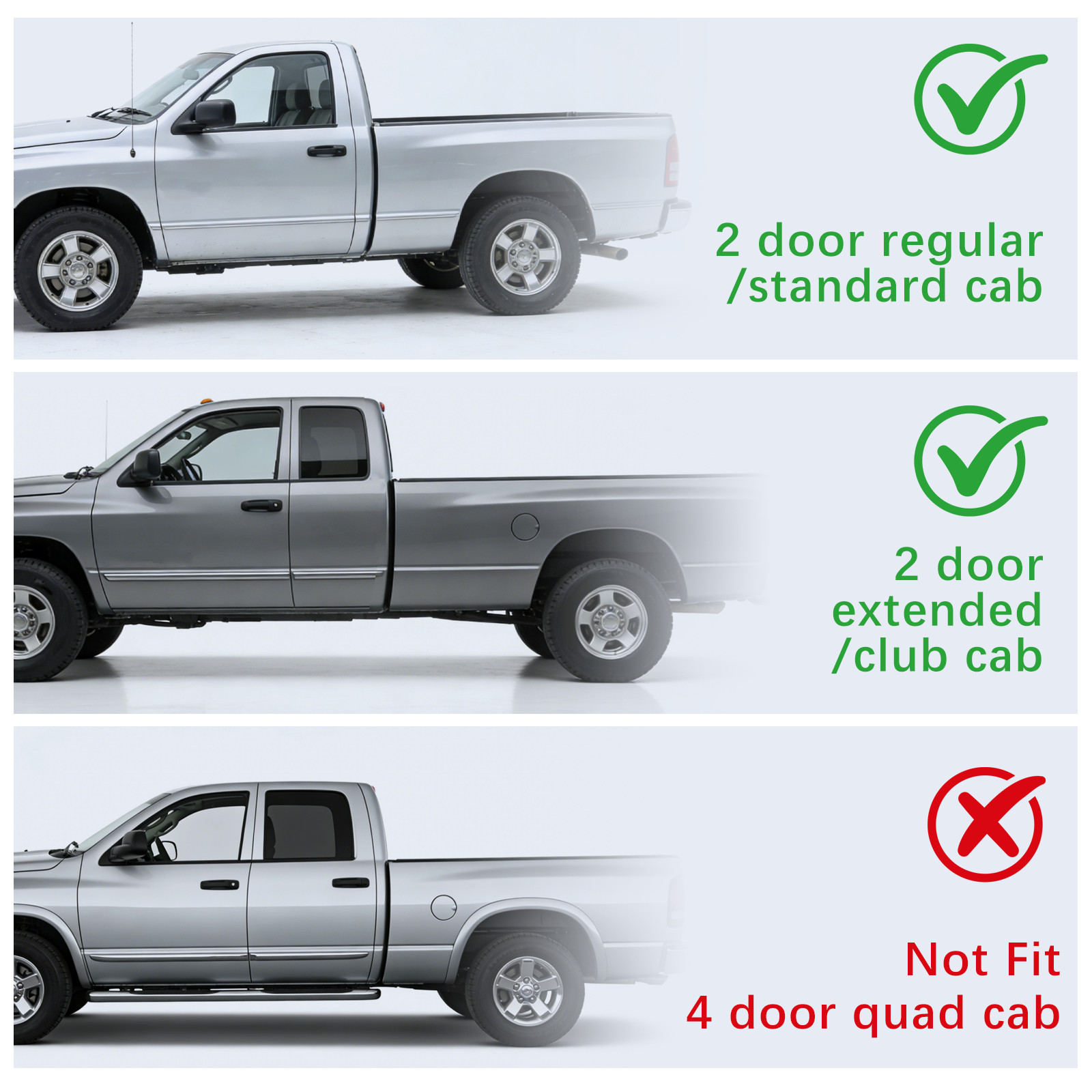 Pair Rocker Panels For Dodge Ram 1500/2500/3500 Standard & Extended Cab 94-02