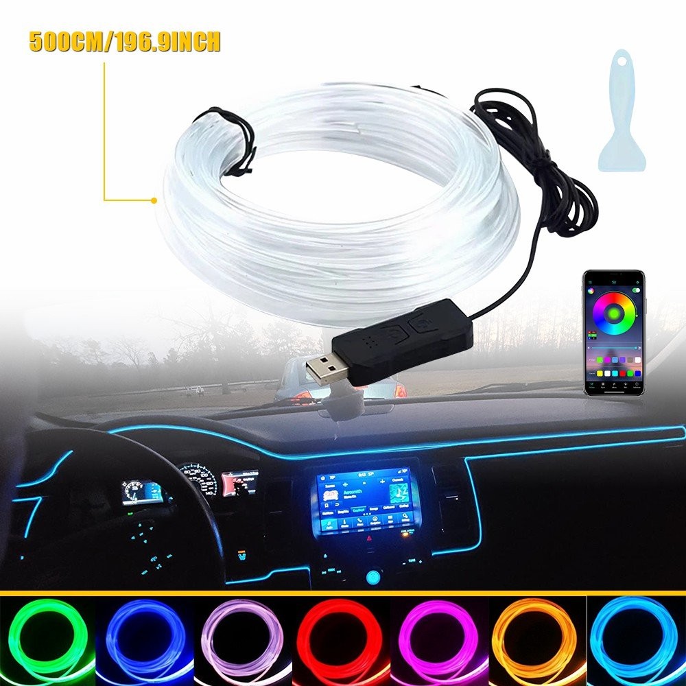Car Interior RGB LED Floor Decorative Atmosphere Strip Lamp Lights APP Control H
