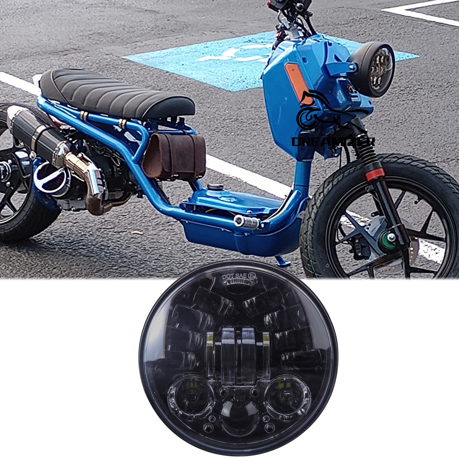 5.75″ 5-3/4″ LED Headlight Hi/Lo Turn Signal For Ice Bear Mad Dog 150cc Scooters