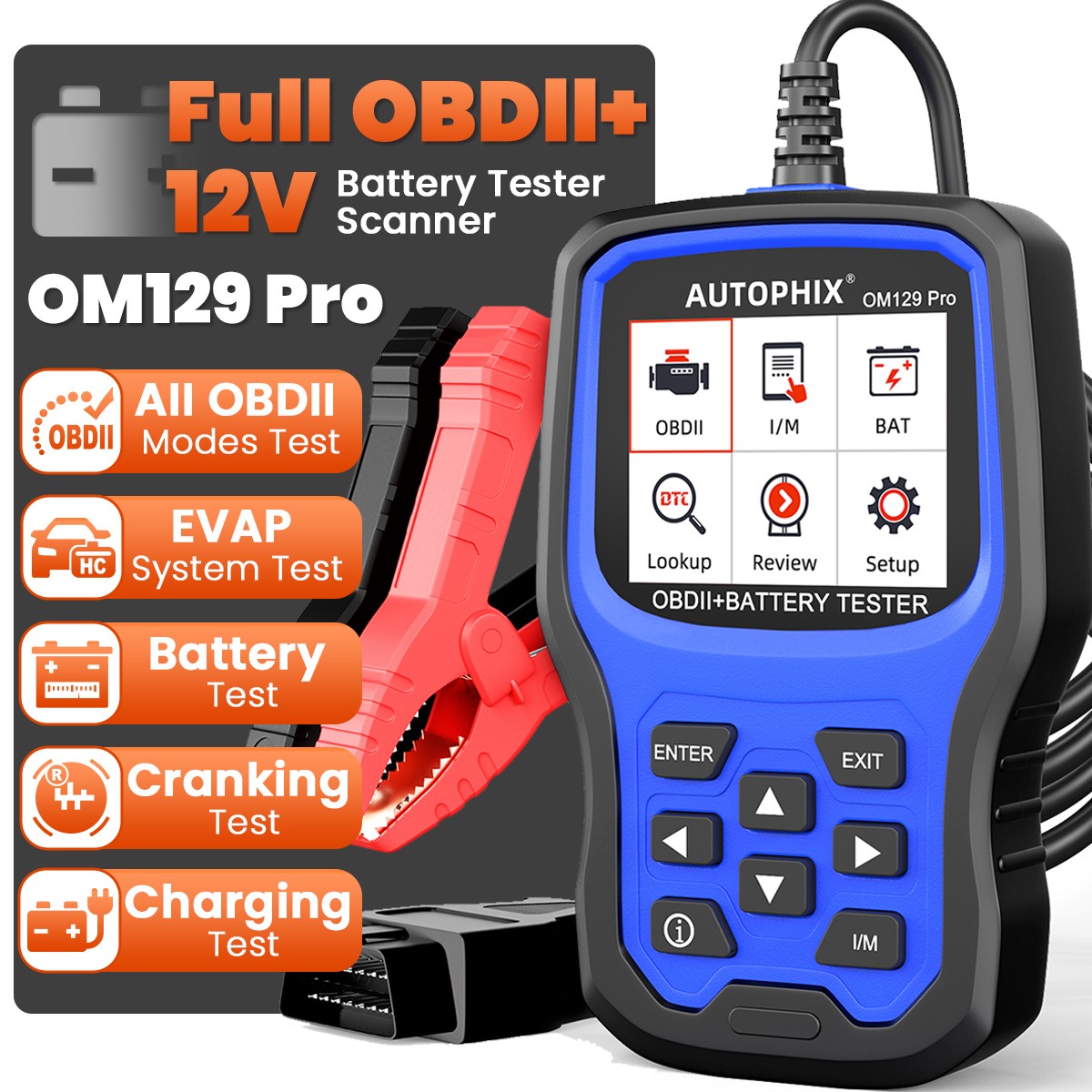 AUTOPHIX OM129 PRO OBD2 Scanner Car Battery Tester Code Reader Diagnostic Tool