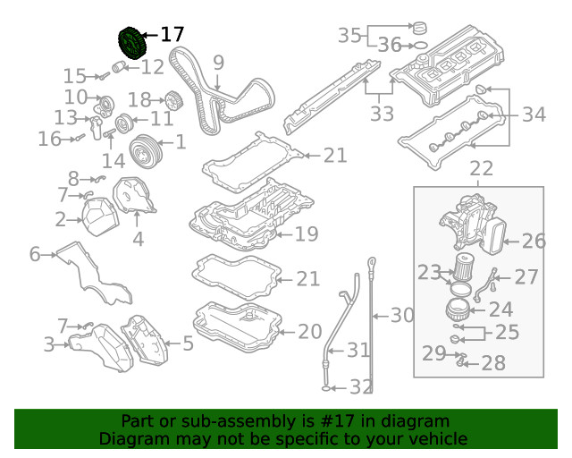 Genuine Audi Engine Timing Camshaft Gear 078-109-111-B