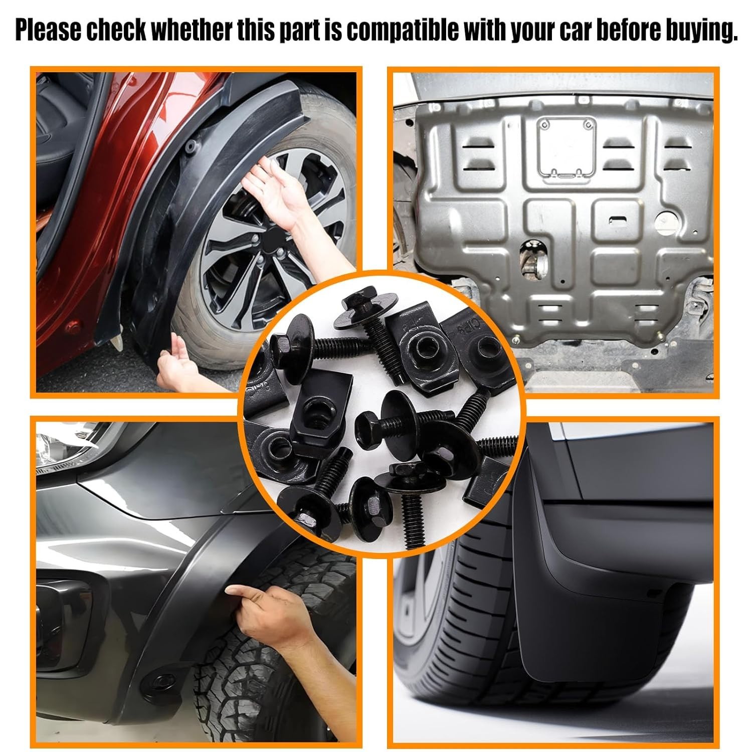 50PCS M6-1.0 Universal Fender Liner Screw U Nut Kit,Engine Splash Shield Hex …