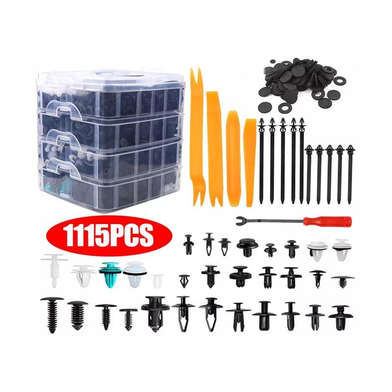 1115PCS Car Retainer Clips Auto Plastic Fasteners Kit Push Trim Pin Rivet Bumper