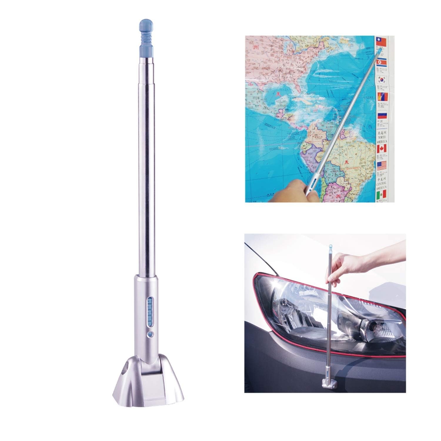 Hypersonic Corner Antenna Bumper Pole Safety Guard for 28.8*4.5*2.3CM, Silver