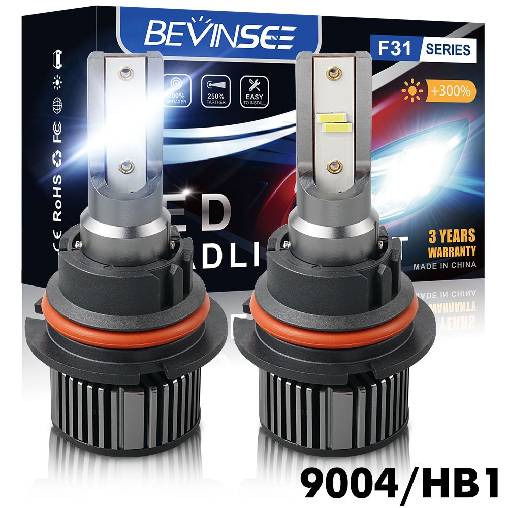 BEVINSEE 9004 HB1 LED Headlight Bulbs Super Bright High Low Beam Conversion Kit