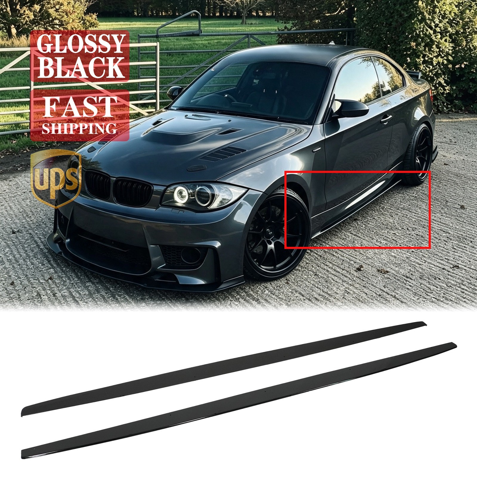 For BMW 1-SERIES M E81 E82 E87 E88 2007-2013 MP Style Black Side Skirt Extension