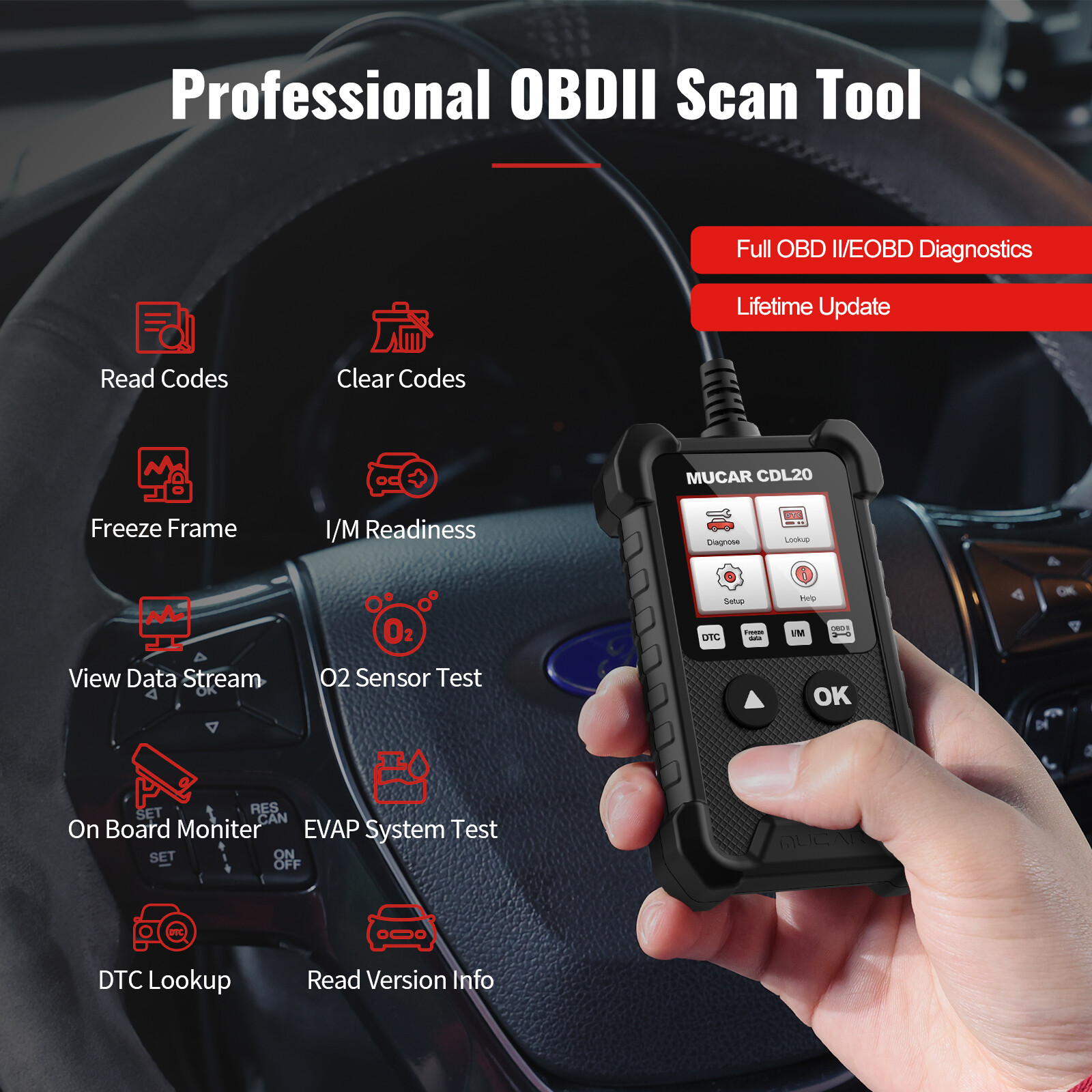 Automotive OBD Code Reader OBD2 Scanner Car Check Engine Fault Diagnostic Tool