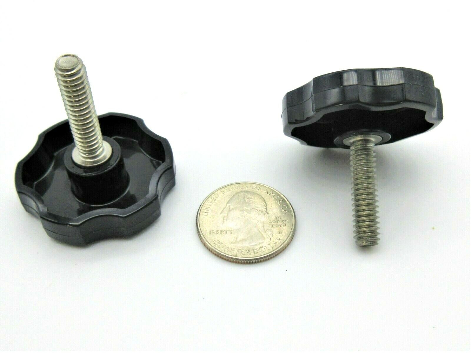 1/4″-28 x 1″ Fine Thread Thumb Screws Black Fluted Knobs 818 SS USA 4 Pack