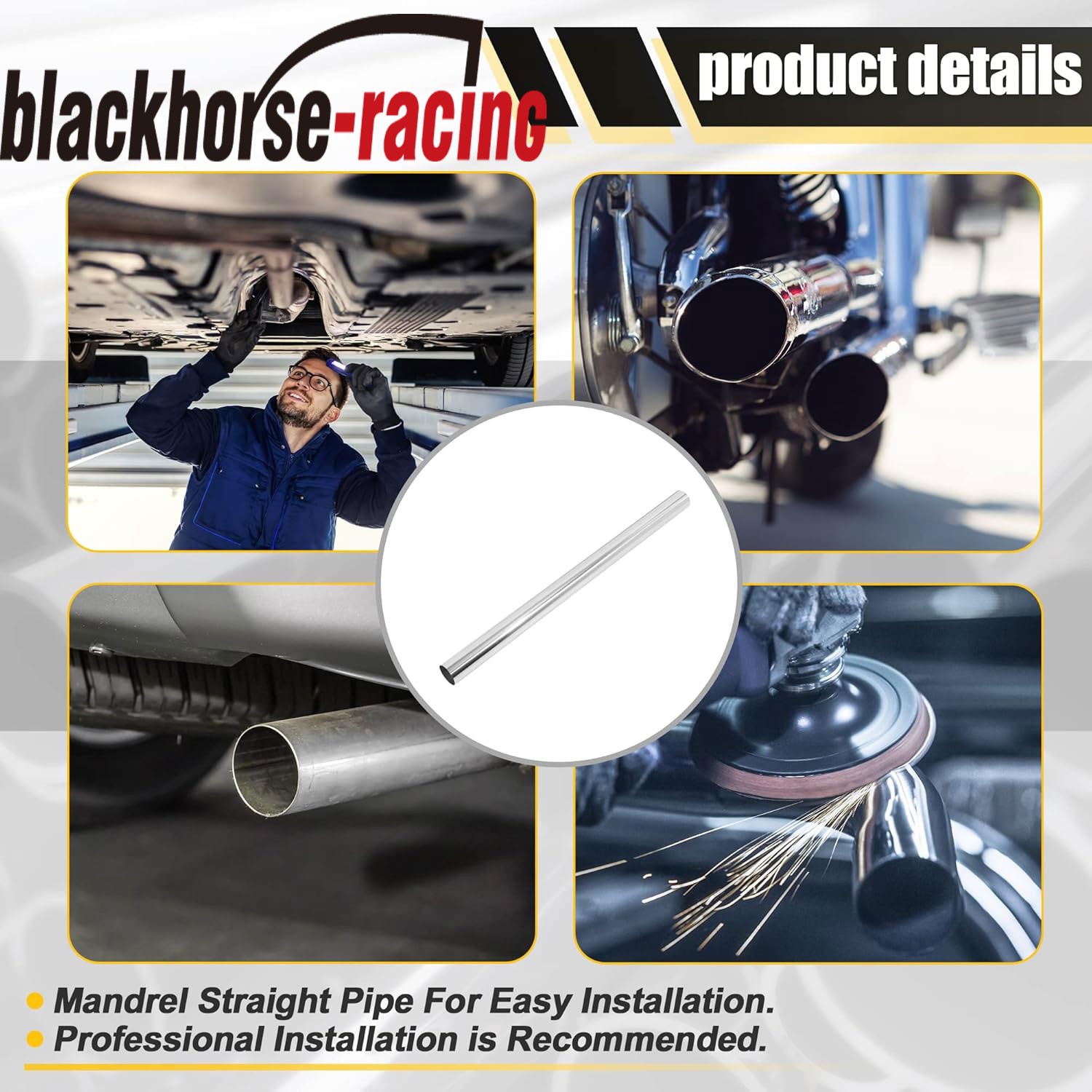 T304 Stainless Steel Straight Exhaust Pipe Tube Piping Tubing 3.5″ 3 1/2” 89mm