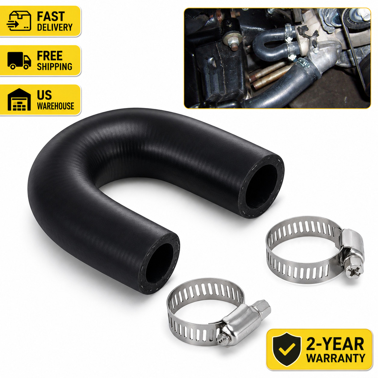 551699 Heater Core Bypass Hose 5/8″ & 3/4″ Ends w/ 2 Clamps for LS LT Engines