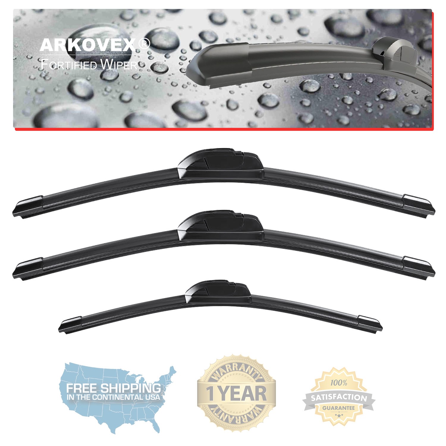 Direct Connect 22″ 22″ 16″ Wiper Blades Set of 3 PCS FRONT Left Right REAR