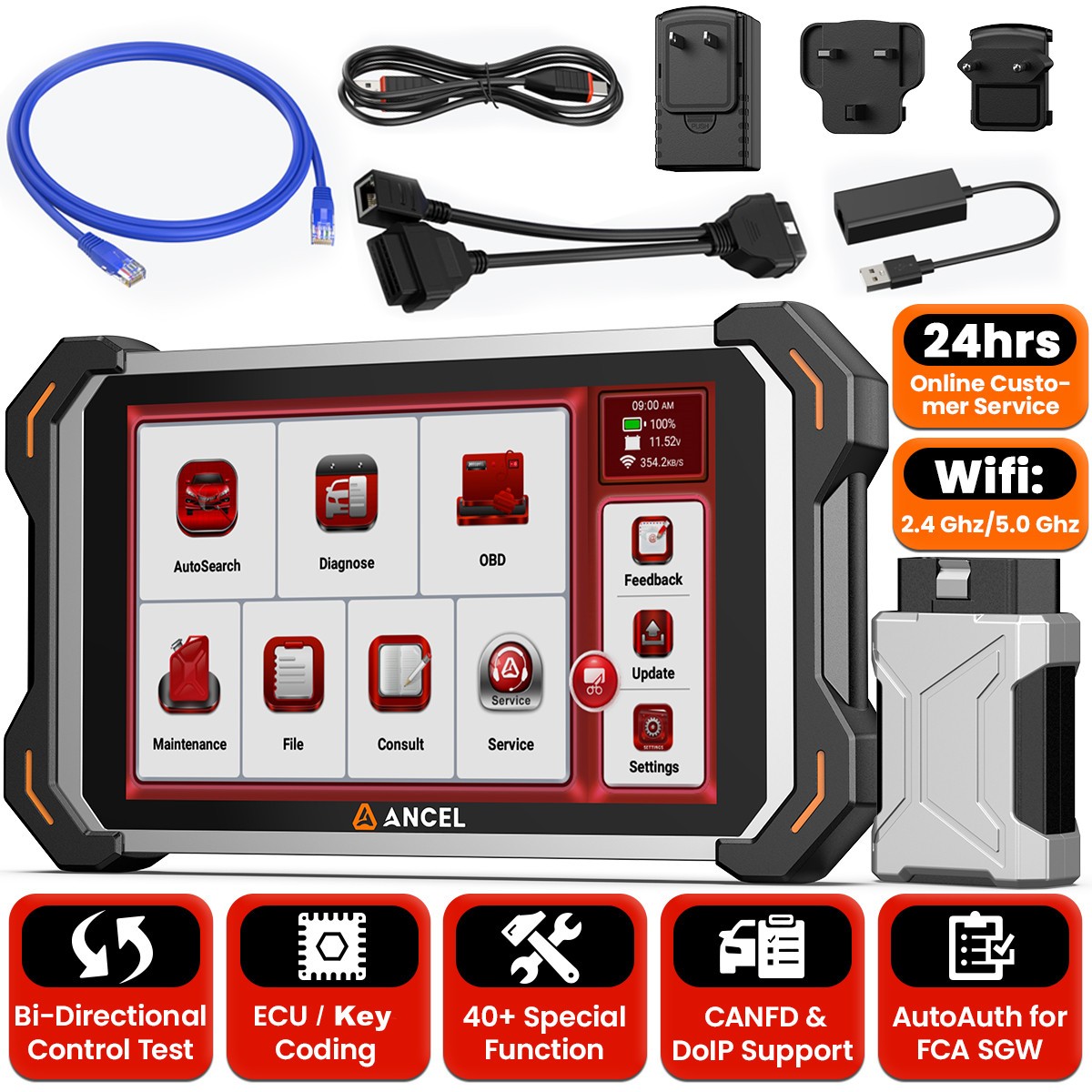 Full System Car Scanner OBD2 Diagnostic Scan Tool Bidirectional Key Coding ECU