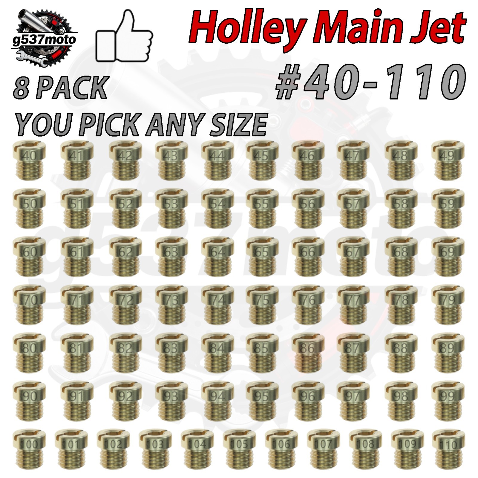 💎YOU PICK ANY SIZE💎Holley Carburetor GAS MAIN JETS KIT 40-110 1/4-32 8 PACK