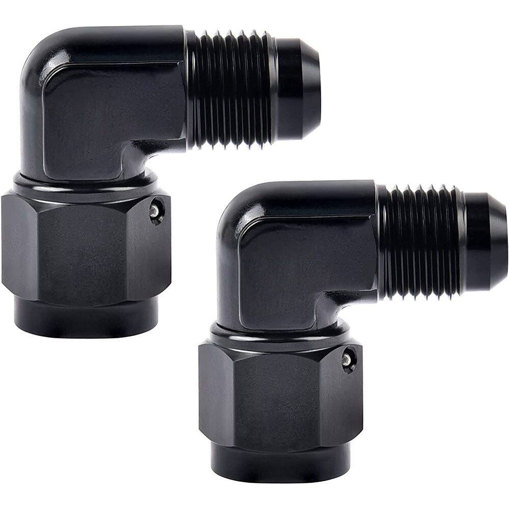 2PC 6AN Female to 6AN Male Flare 90 Degree Swivel Hose Fitting Adapter Aluminium