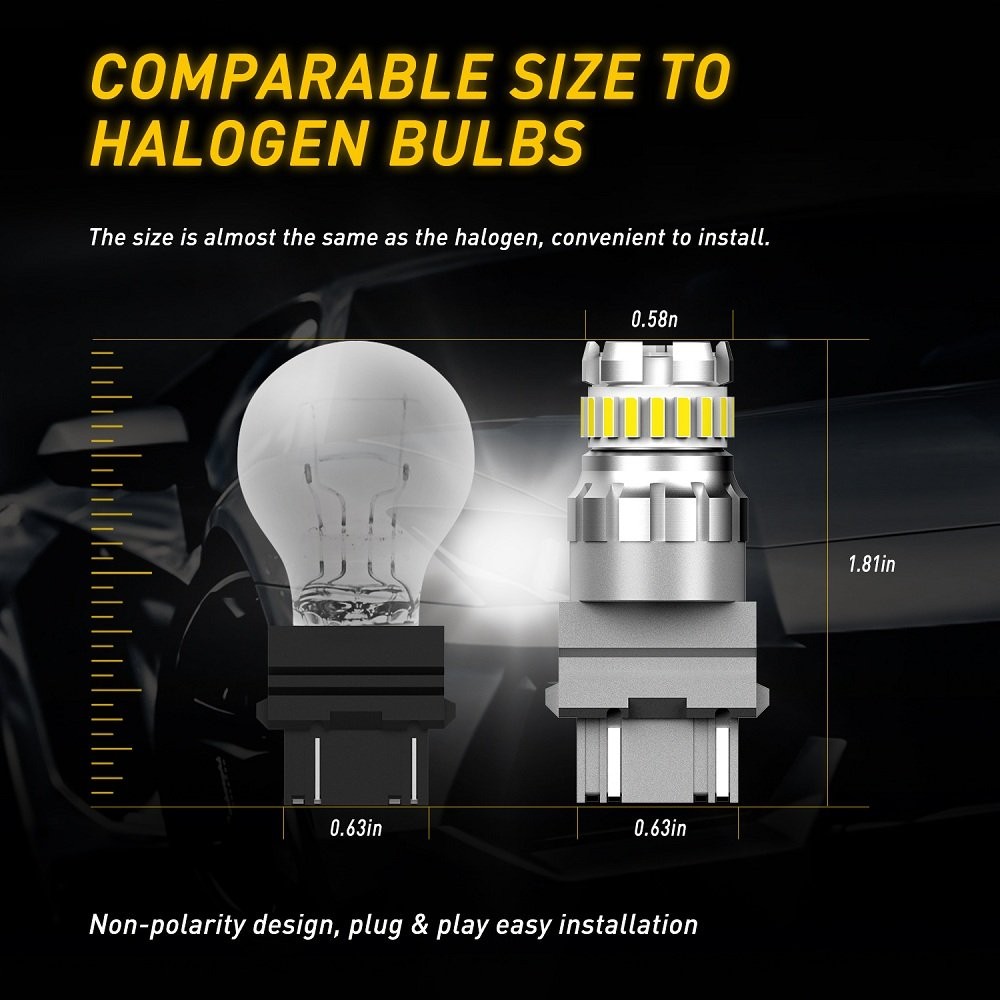 2x 3157 3156 LED Reverse Backup Turn Signal Light Bulbs 2400LM 6500K White