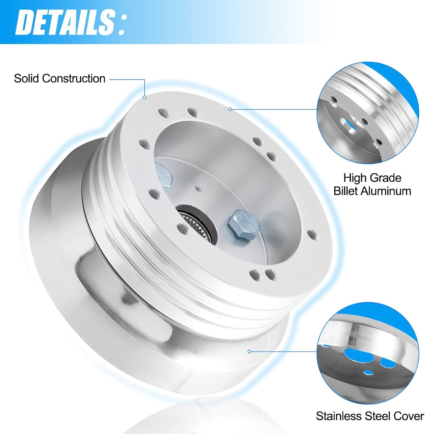 For GM Chevy 5 & 6 Hole Steering Wheel Polished Hub Adapter Flaming River Ididit