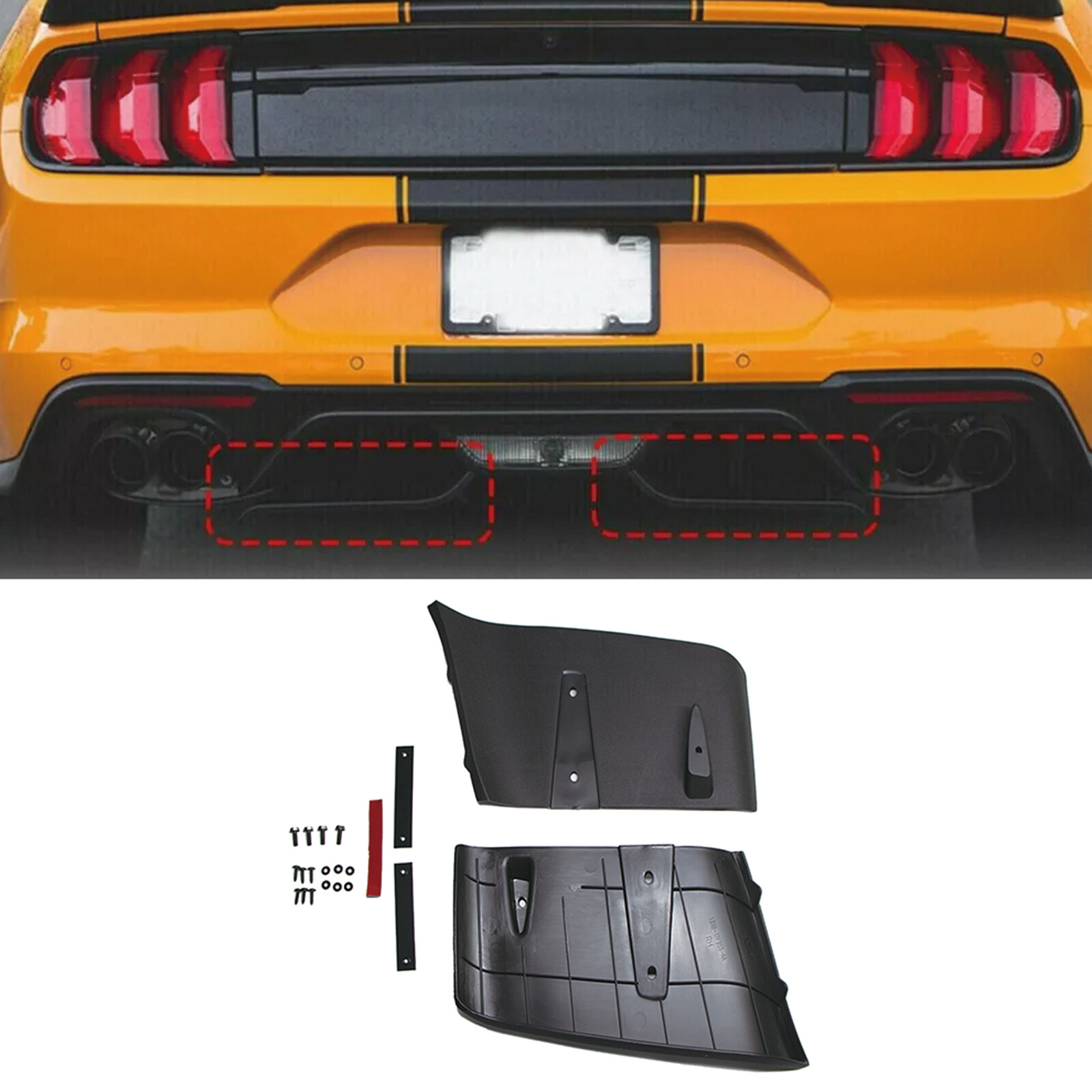 ABS Rear Bumper Diffuser Valance Fits 2018 2019 2020 Ford Mustang GT Black