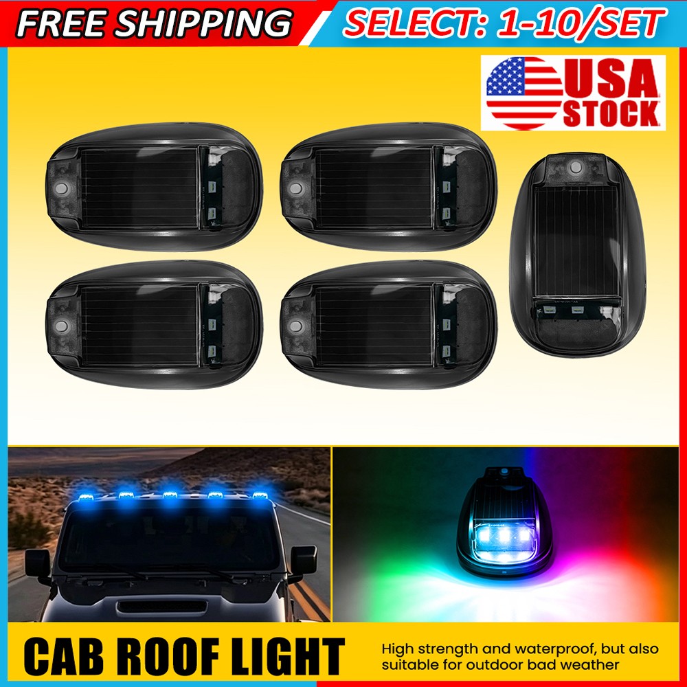 5-50x Wireless Solar Powered RGB LED Cab Light Roof Lamps For Trailer w/ Remote