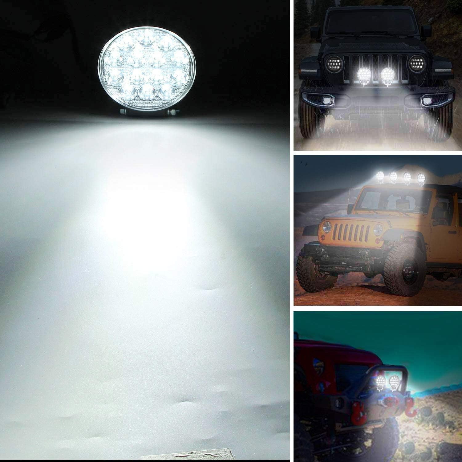 2Pcs 5” Round LED Work Light Bar Flood Pods Off Road Fog Driving SUV ATV Truck