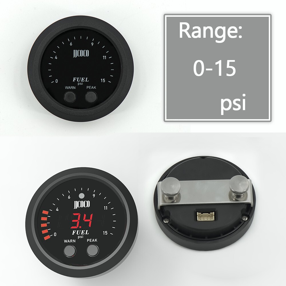 52MM Fuel Pressure Gauge LED Display + 1/8 NPT Fuel Pressure Sensor Kits