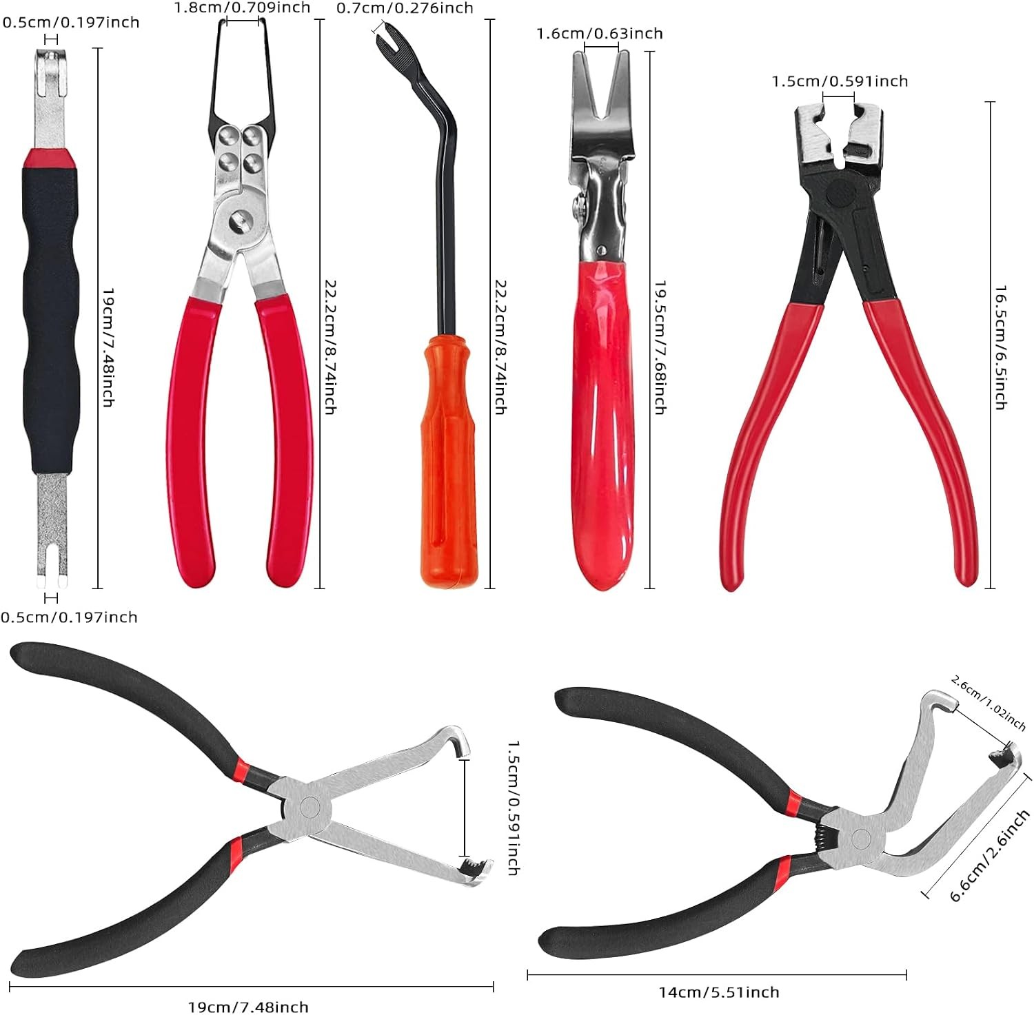 7pc Automotive Electrical Disconnect Pliers Set Sensor & Fuel Line Removal Tool