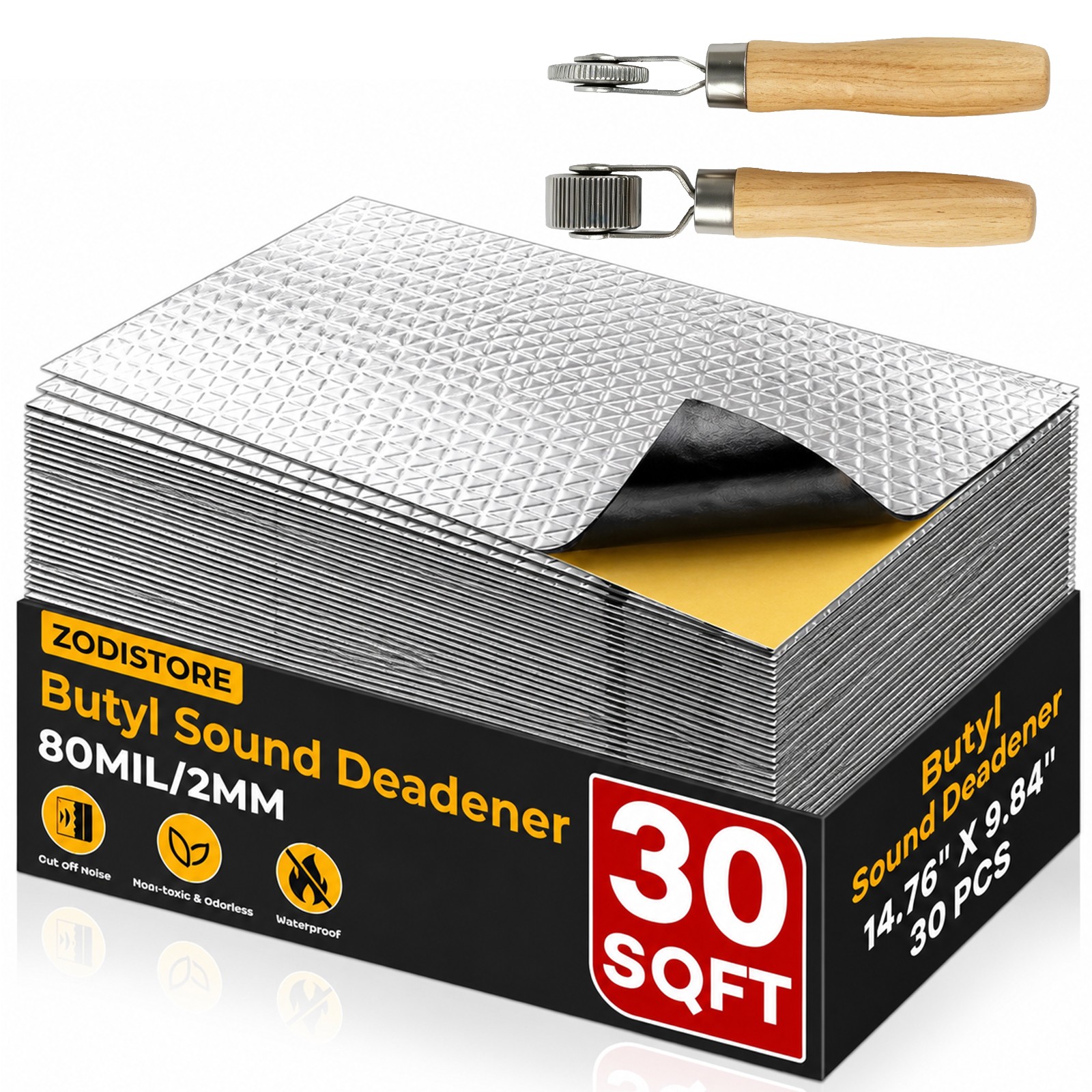 30sqft 80mil Car Sound Deadener Mat Proofing Butyl Insulation Material