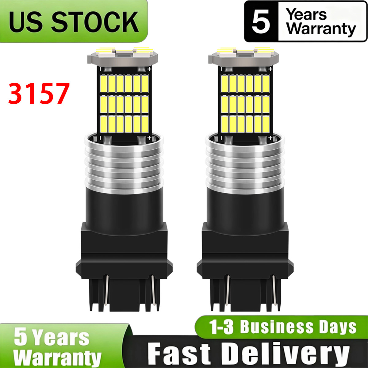 2Pcs 3157 LED 6000k White Turn Signal Light Blinker Bulbs No Hyper Flash 12000Lm