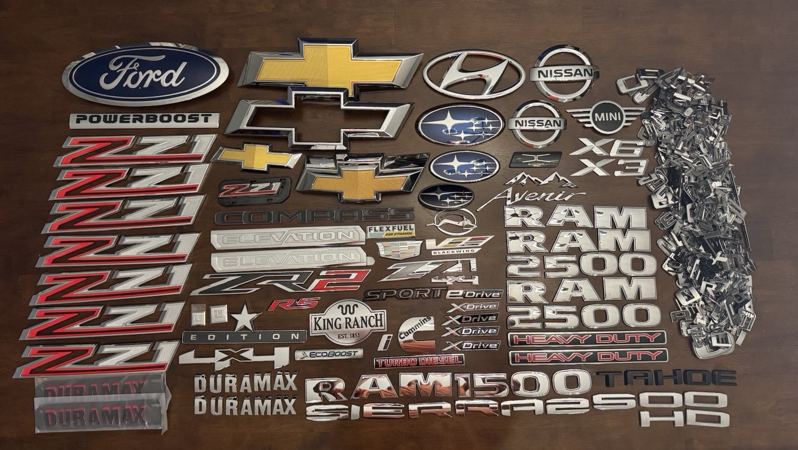 Large Automotive Emblem Lot Chevy Ford Dodge RAM Subaru Duramax Silverado Z71