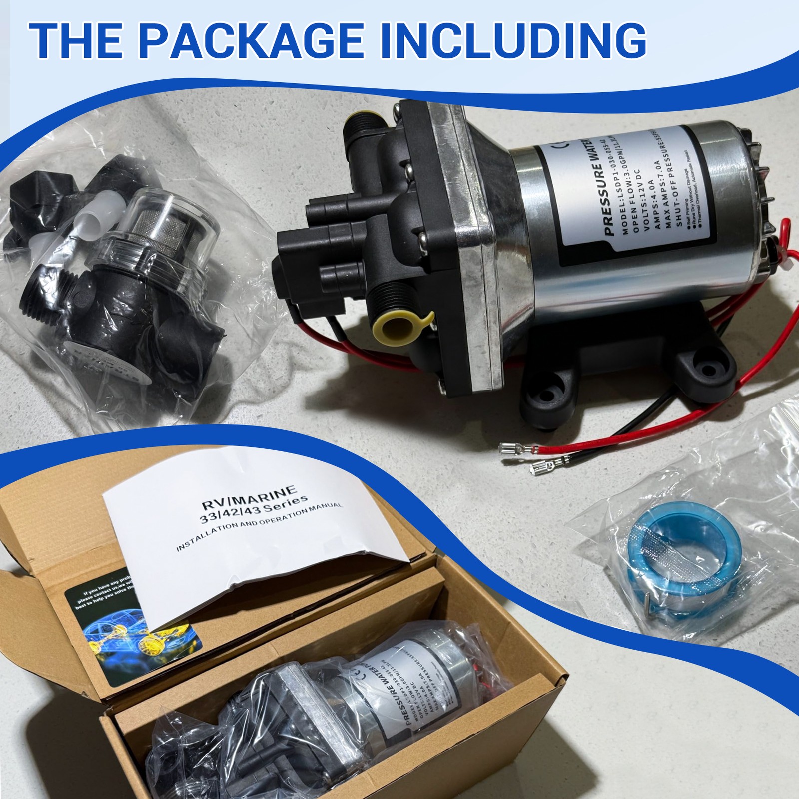 12V SHURflo 4009 Water Pump Twist On Filter 11LPM 55PSI For RV Caravan Boat