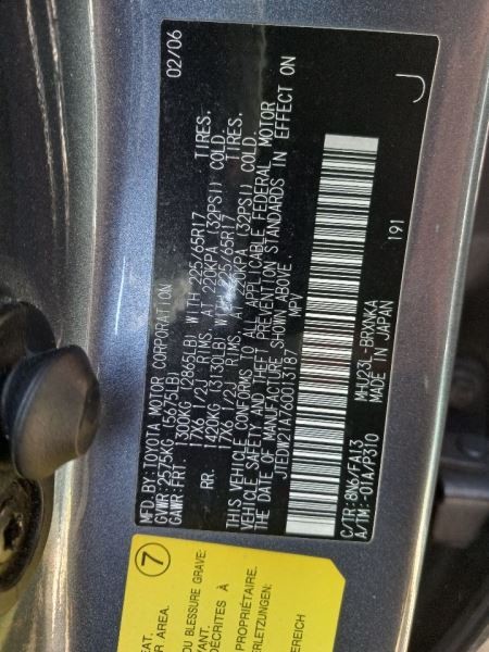 06 TOYOTA HIGHLANDR 3.3L ENGINE WIRE HARNESS AUTOMATIC TRANSMISSION 82121-48130