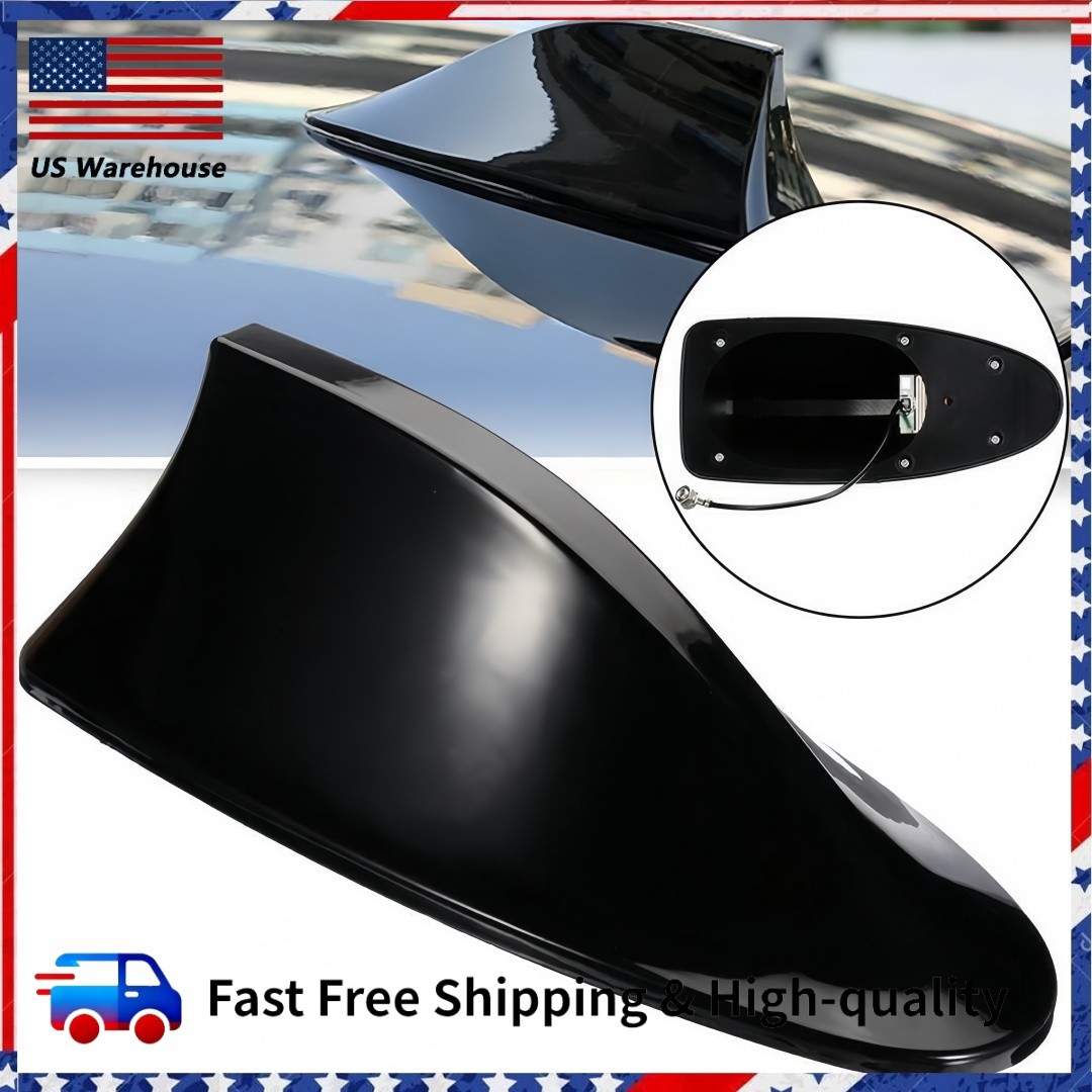 GlossyBlack Shark Fin Antenna Cover Car Trim Signal Radio AM/FM Aerial Universal