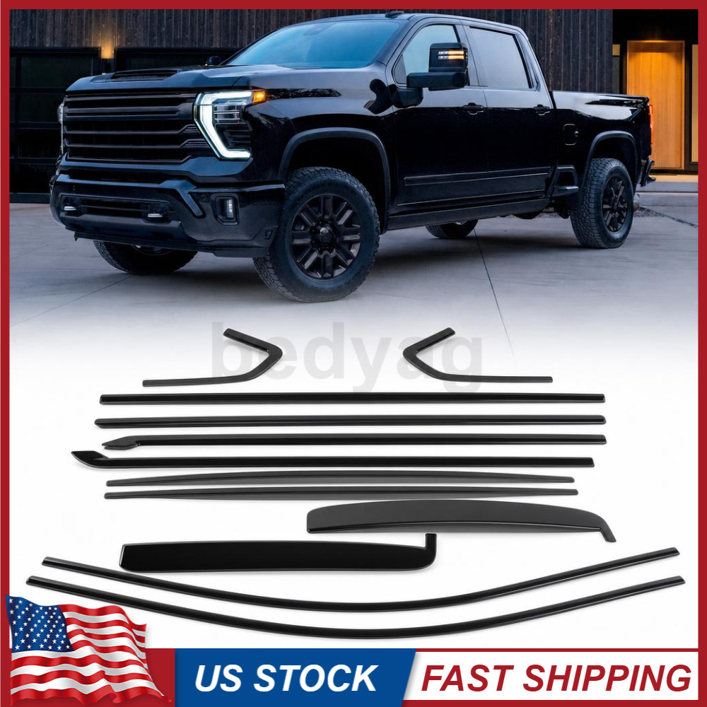 For 2020-2025 Chevy Silverado 2500/3500 HD Black Window Decor Trim Strip Cover