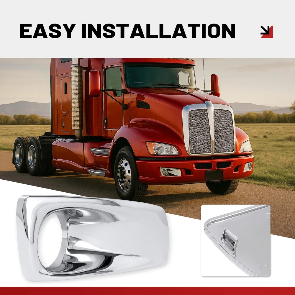 Chrome ABS Front Right Side Fog Light Trim Bezel Cover For Kenworth T660 2008-15