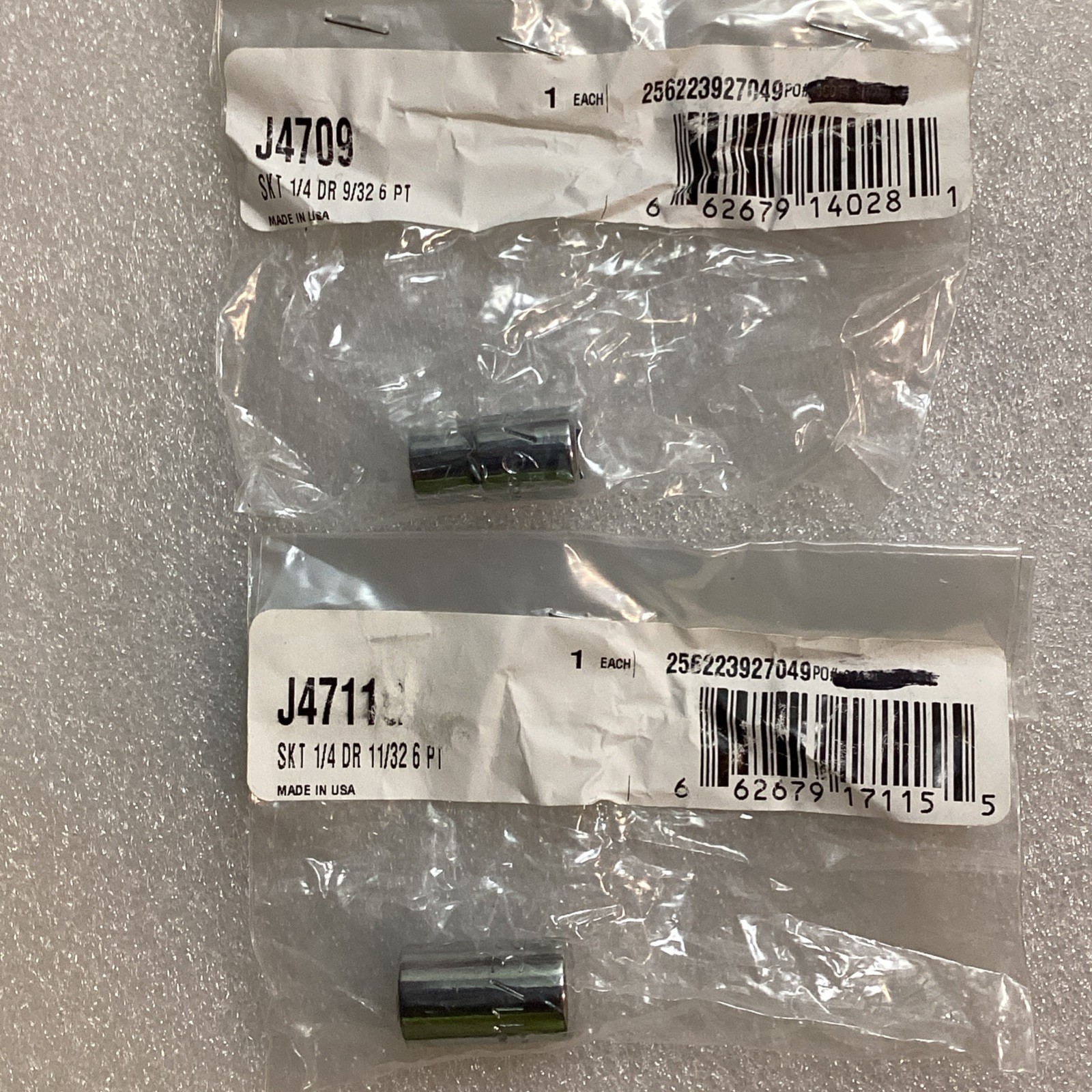 Proto J4709 & J4711 , 9/32 & 11/32 , Sockets 1/4 Dr. , 6 Pt. , New