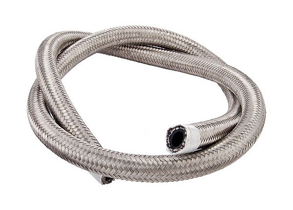Torque Solution Stainless Steel Braided Rubber Hose: -8AN 5ft (0.44″ ID)