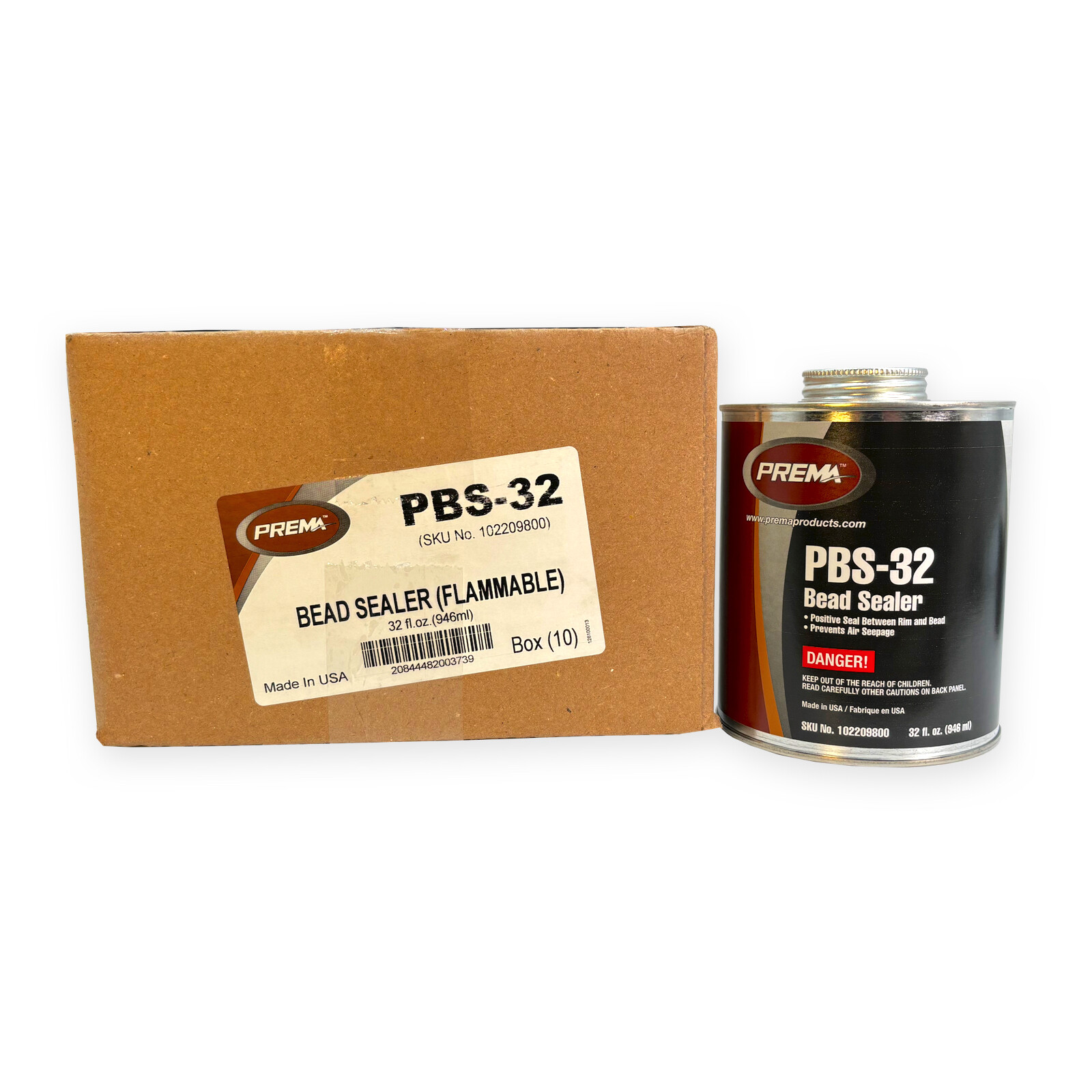 PREMA PBS-32 Tire Bead Sealer, Wheel Rim Sealer – 32oz Brush Top Can, Box of 10