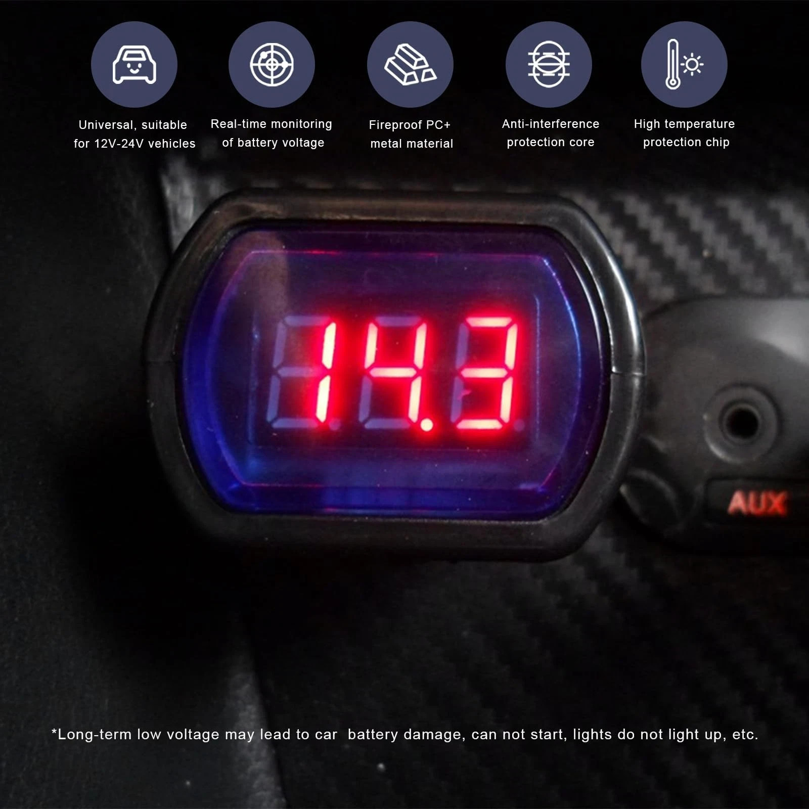 VCYOPN 2 PCS Car LED Cigarette Lighter Voltmeter, DC 12V 24V Digital Display…