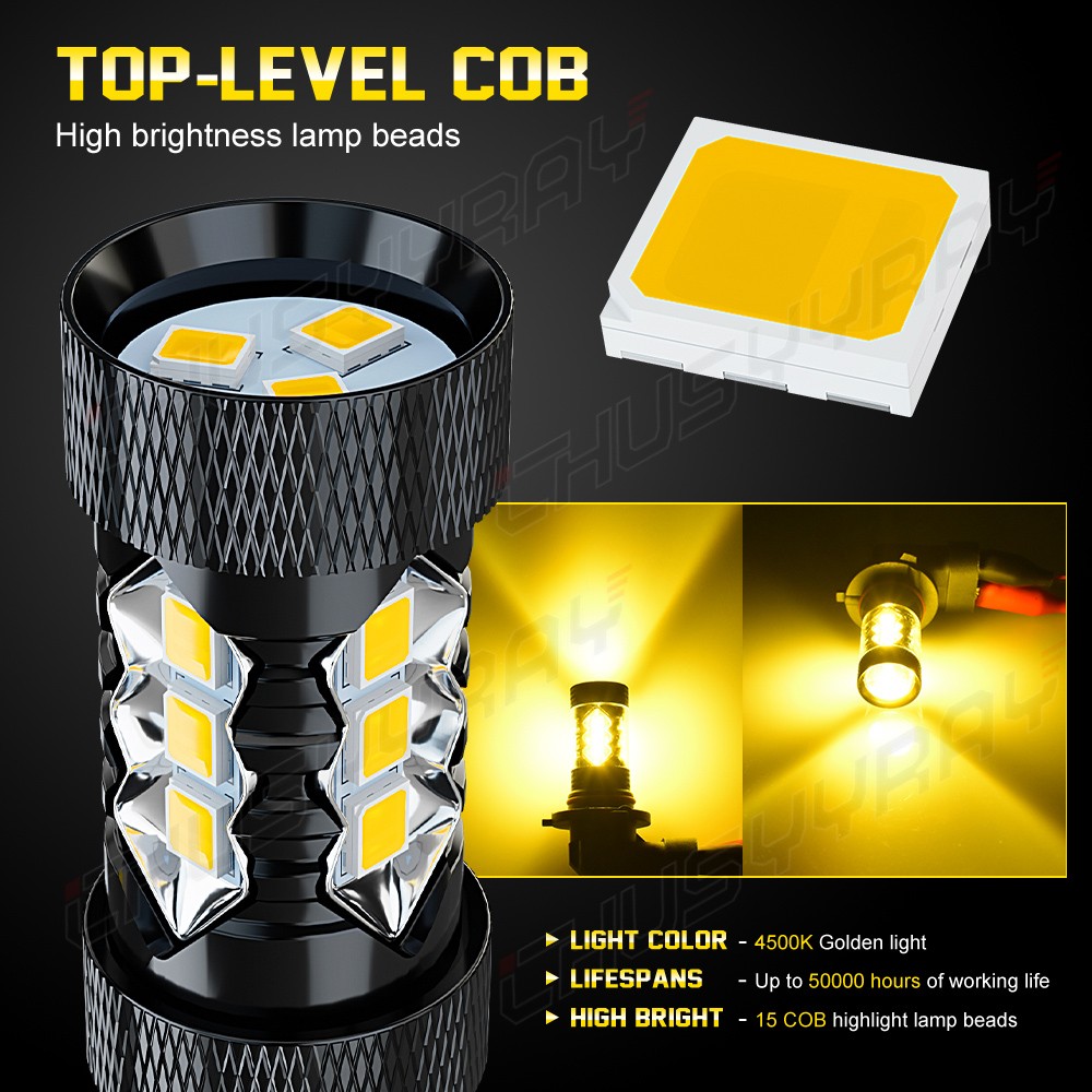 For Ford F150 2015 206 2017 2018 Pair 9145 LED Fog Lights Bulbs 4500K Yellow
