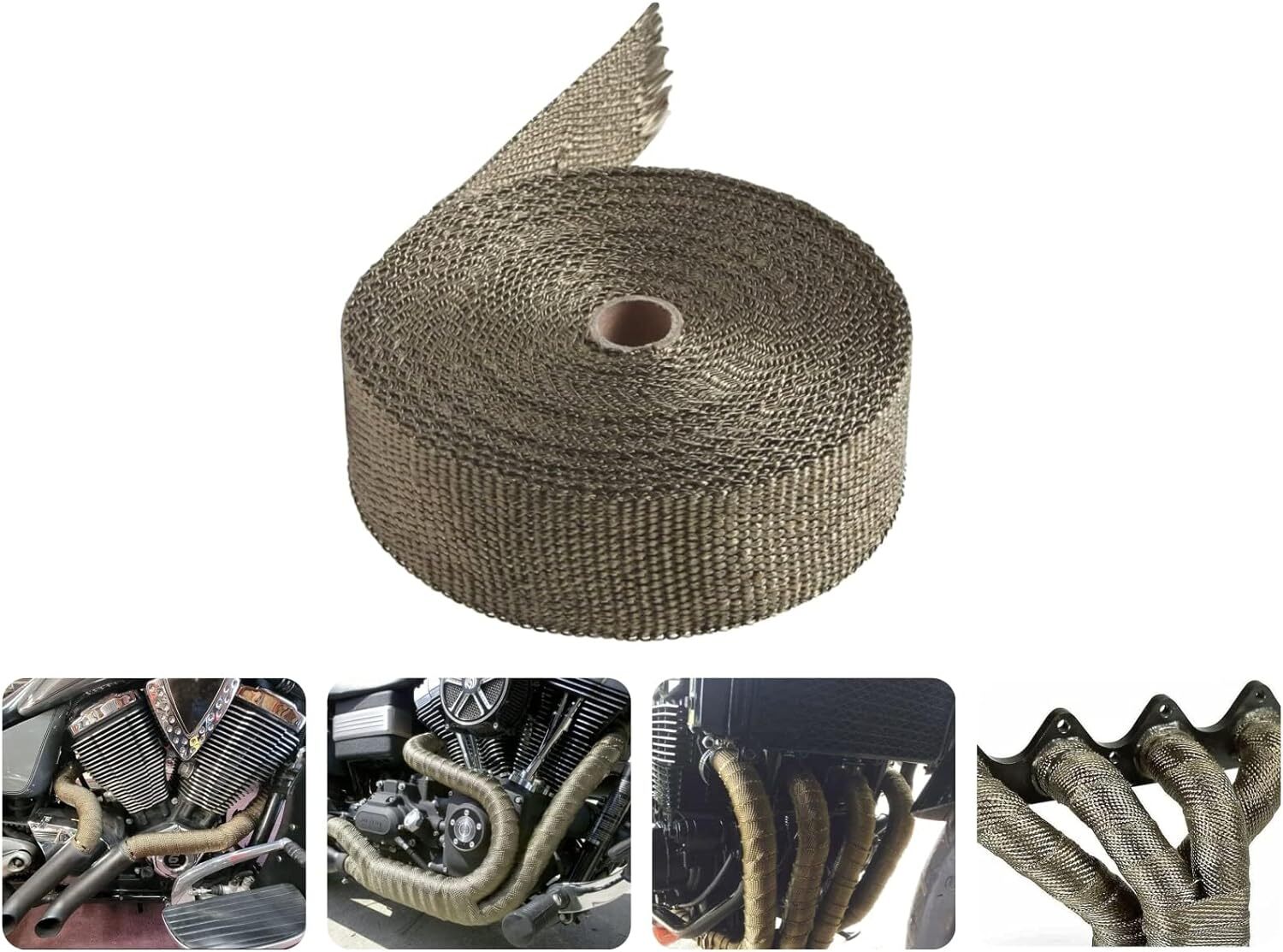 Titanium 2″ 50FT Exhaust Header Heat Wrap Trap Motorcycle Fiberglass +6 Ties