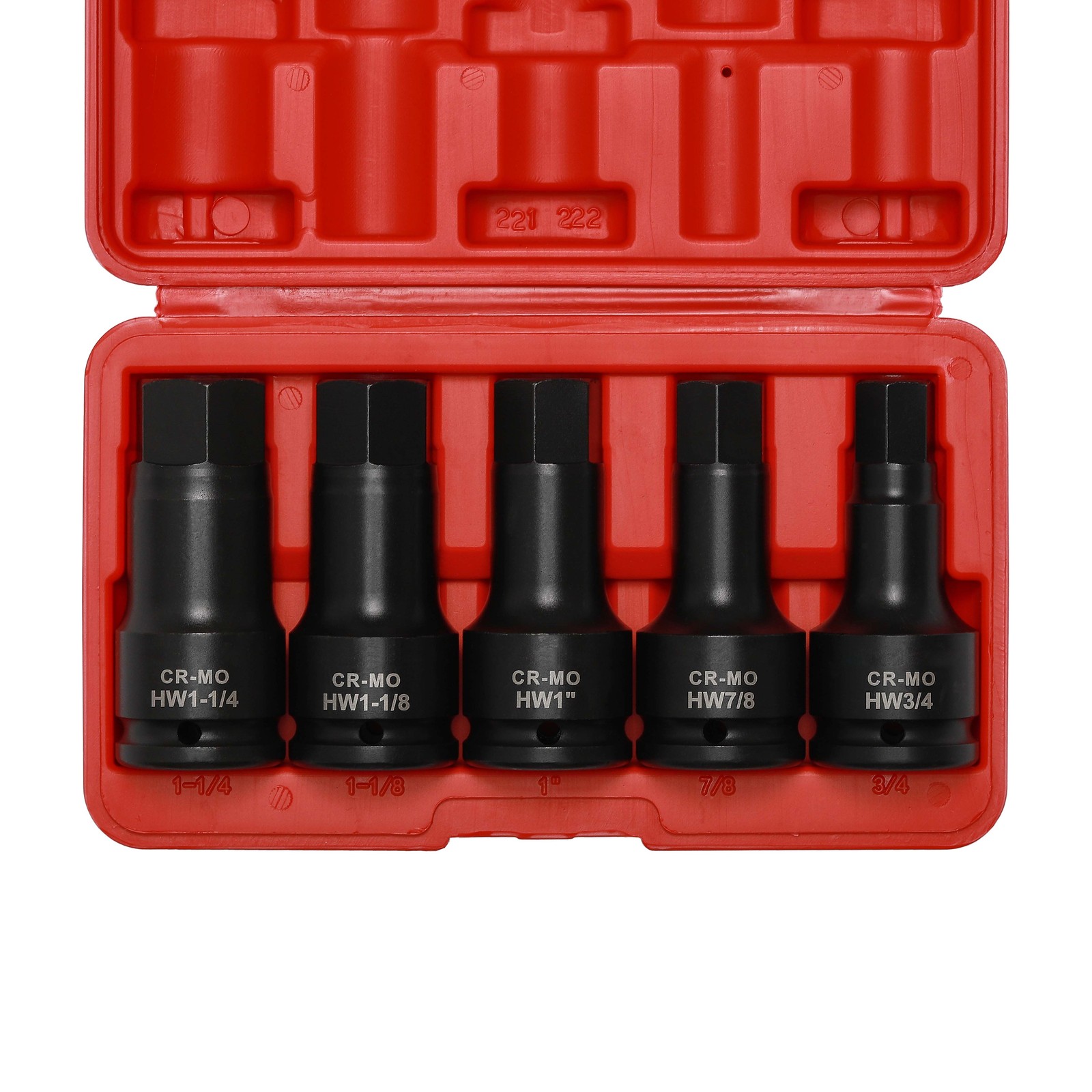 3/4 Inch Drive Impact Hex Driver Set 5 PCS SAE, 3/4″, 7/8″, 1″, 1-1/8″, 1-1/4″