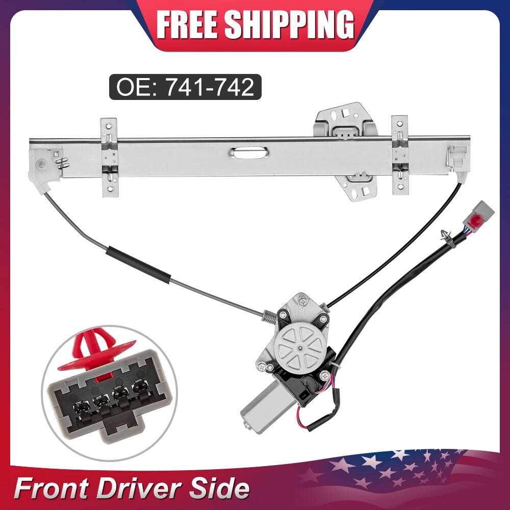 Front Left Power Window Regulator with Motor 4-Pins Fits Honda Civic Sedan 01-05