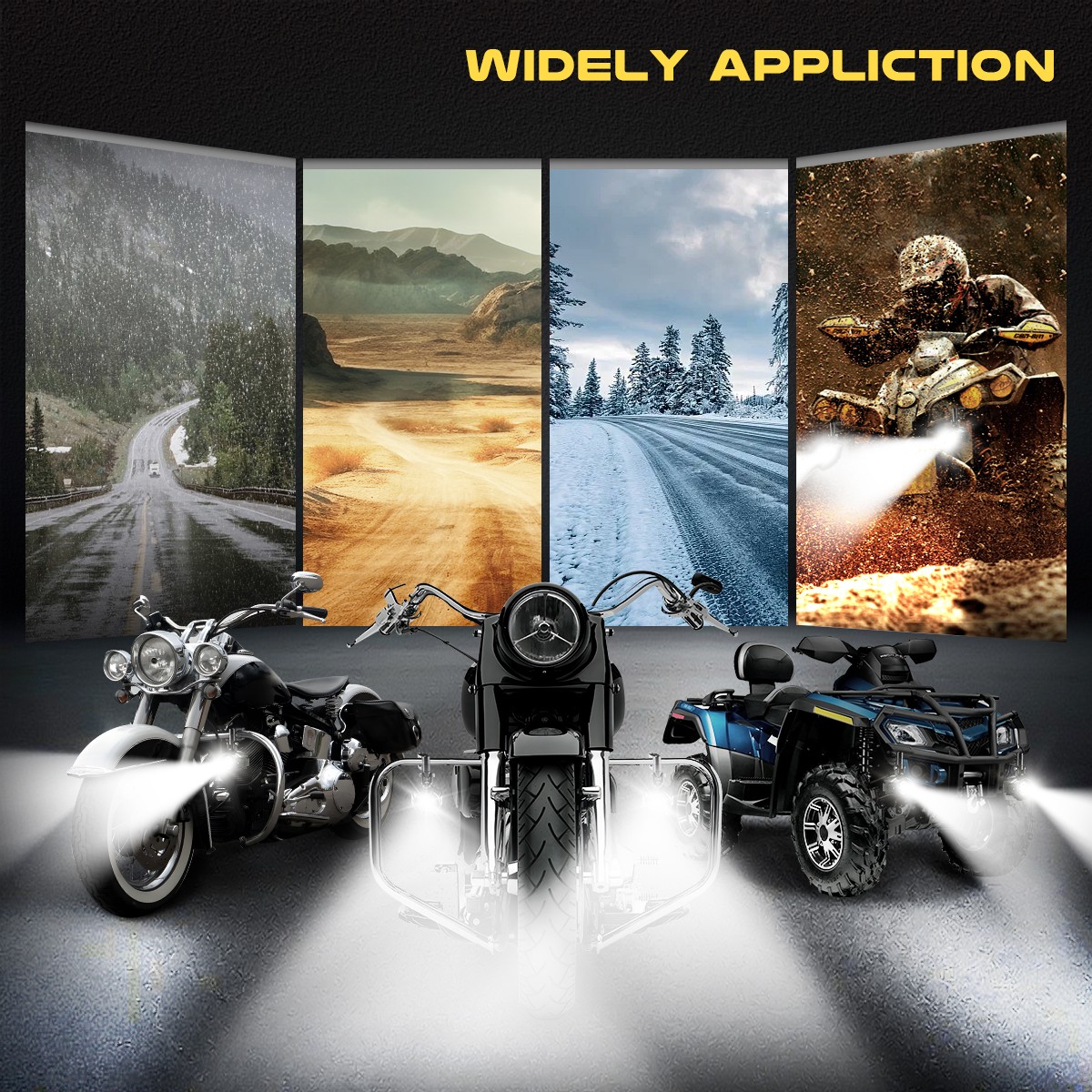 Dual-Beam LED Auxiliary Light Kit – 6000 K Fog/Driving Lamps for All Motorcycles