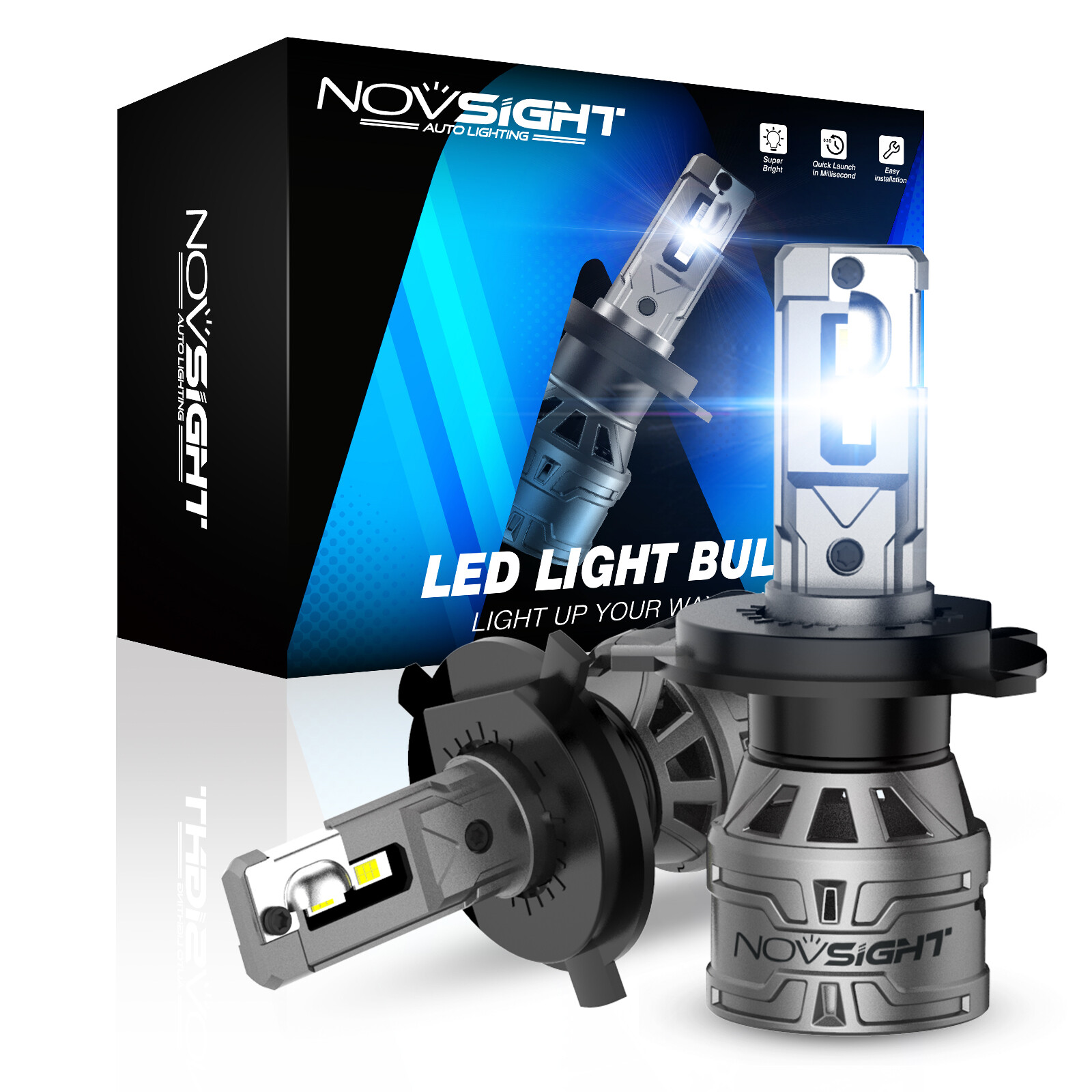 NOVSIGHT 9003 H4 LED Headlight Bulbs 60W 13000LM Hi/Lo Beam Super Bright White