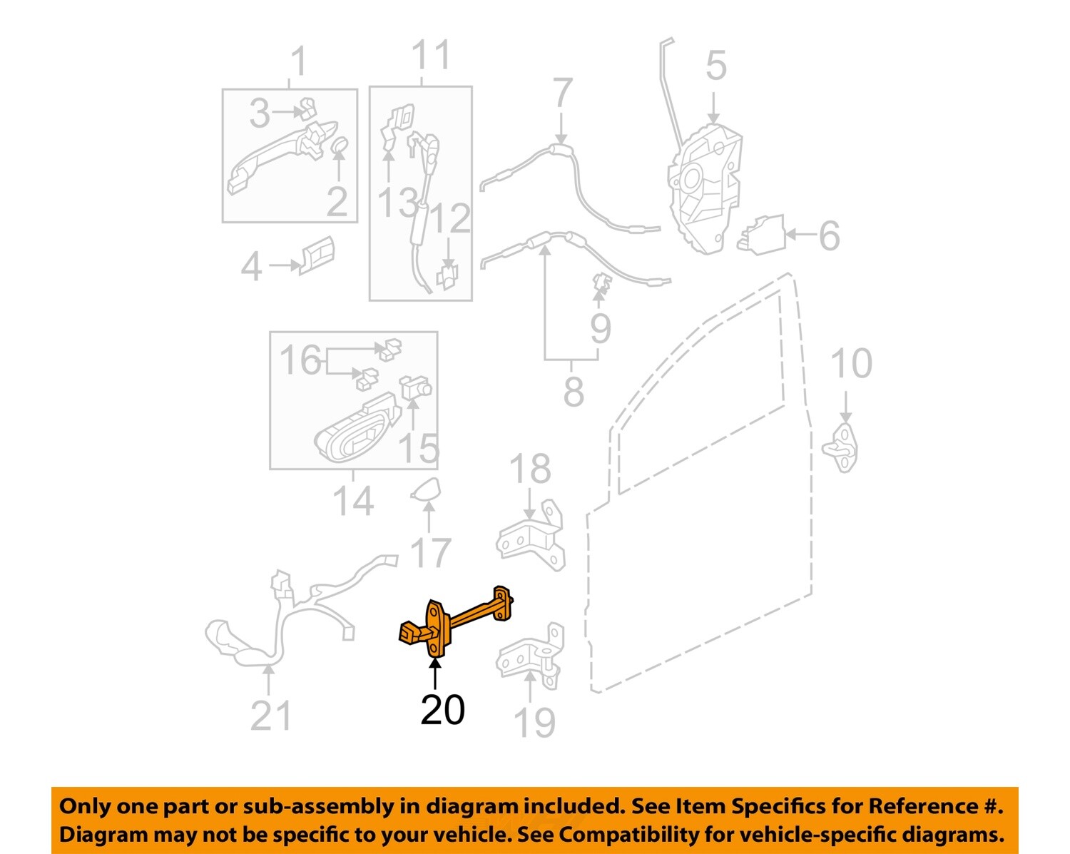 HONDA OEM 06-11 Civic Front Door Lock Hardware-Check Strap 72380SNEA01