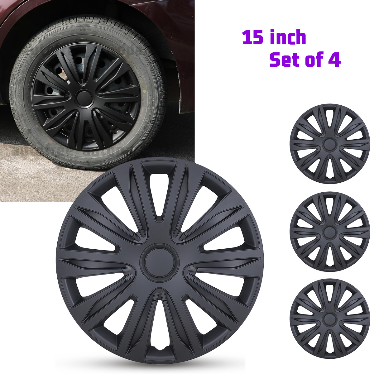 USA 14″ 15″ 16″ Set of 4 Wheel Covers Snap On Full Hub Caps Tire & Steel Rim